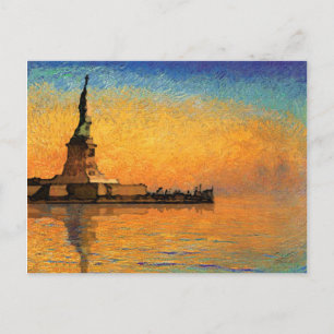 Carte Postale Coucher de soleil sur Liberty Island