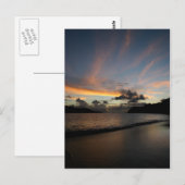 Carte Postale coucher de soleil sur l'île de Seychelles (Devant / Derrière)