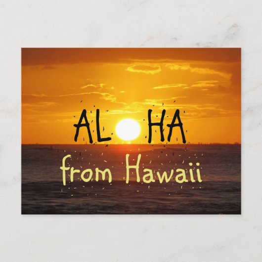 Carte Postale Coucher de soleil sur l'océan Aloha Hawaï 2 (Devant)