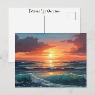 Carte Postale Coucher de soleil sur l'océan Lever de soleil Coul