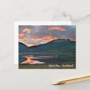 Carte Postale Coucher de soleil sur Loch Long, Arrochar, Écosse 