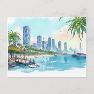 Carte Postale Coucher de soleil sur Miami City Floride