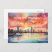 Carte Postale Coucher de soleil sur Miami depuis Biscayne Bay (Devant / Derrière)