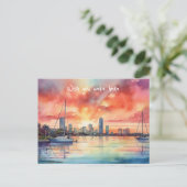 Carte Postale Coucher de soleil sur Miami depuis Biscayne Bay (Debout devant)