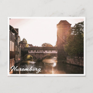 Carte Postale Coucher de soleil sur pont médiéval à Nuremberg, A