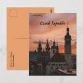 Carte Postale Coucher de soleil sur Prague République tchèque (Devant / Derrière)