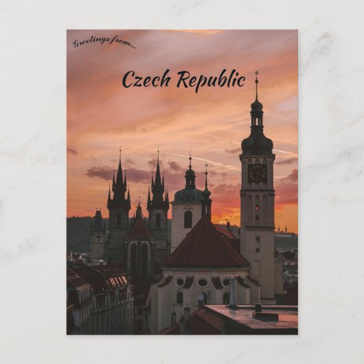 Carte Postale Coucher de soleil sur Prague République tchèque (Devant)