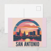 Carte Postale Coucher de soleil sur San Antonio Texas (Devant / Derrière)