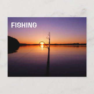 Carte Postale Coucher de soleil sur un lac d'été vu par une cann