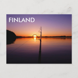 Carte Postale Coucher de soleil sur un lac d'été vu par une cann