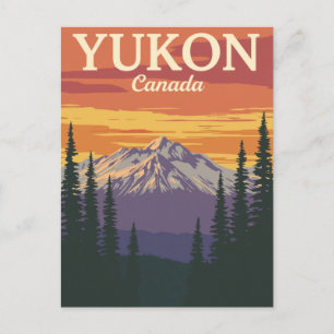 Carte Postale Coucher de soleil sur une montagne du Yukon Canada