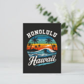 Carte Postale Coucher de soleil surf Honolulu Hawaï (Debout devant)