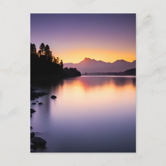 Carte Postale Coucher de soleil surplombant un lac (Devant)