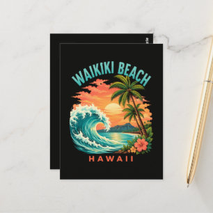 Carte Postale Coucher de soleil tropical à Waikiki Beach Hawaï