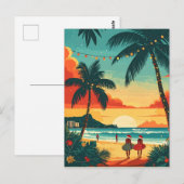 Carte Postale Coucher de soleil tropical surfers de Noël (Devant / Derrière)