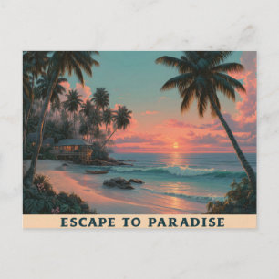 Carte Postale Coucher de soleil tropical vibrant et pictural sur