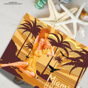 Carte Postale Coucher de soleil vintage Salutation de Miami