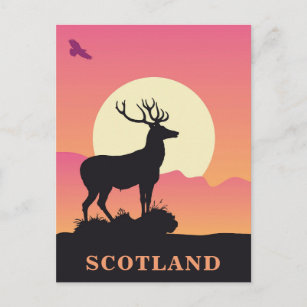 Carte Postale Coucher de soleil Vintage voyage écossais
