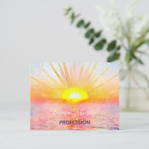 Carte Postale Coucher d'or Soleil Mandala Aquarelle Mer