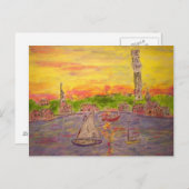 Carte Postale coucher du soleil à province (Devant / Derrière)