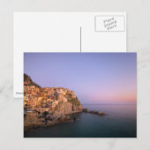 Carte Postale Coucher du soleil au-dessus de village de Manarola (Devant / Derrière)