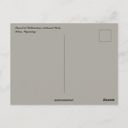 Carte Postale Coucher du soleil au parc naturel de Yellowstone T (Dos)