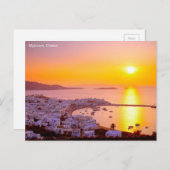 Carte Postale Coucher du soleil dans Mykonos, Grèce (Devant / Derrière)