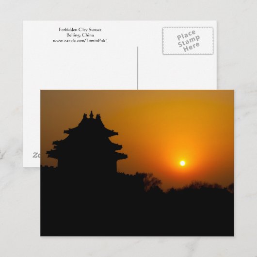 Carte Postale Coucher du soleil de Cité interdite (Devant / Derrière)