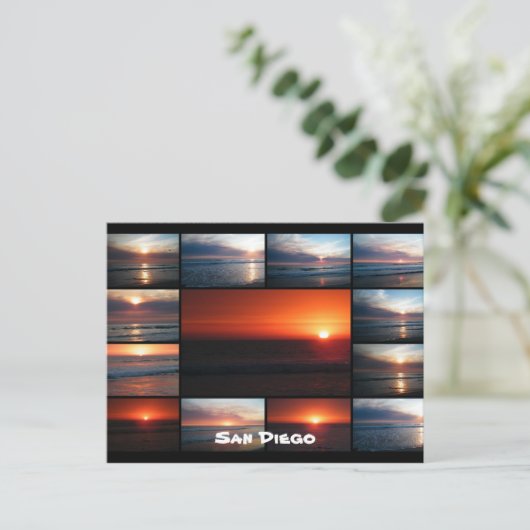 Carte Postale Coucher du soleil de collage (Debout devant)