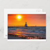 Carte Postale Coucher du soleil de phare (Devant / Derrière)