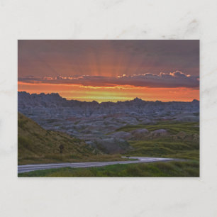Carte Postale Coucher du soleil, parc national des Badlands
