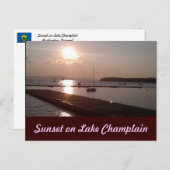 Carte Postale Coucher du soleil sur le lac Champlain Burlington (Devant / Derrière)