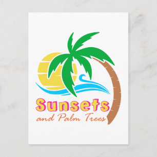 Carte Postale Couchers De Soleil Et Palmiers Saison D'Été