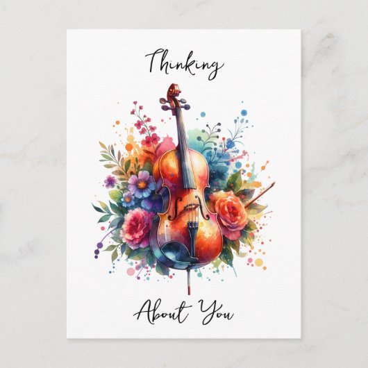 Carte Postale Coucou d'aquarelle et fleurs À votre sujet (Devant)