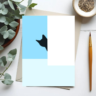 Carte Postale Coucou Peinture de chat regardant autour du coin