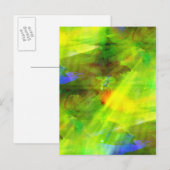 Carte Postale couleur abstrait transparent arrière - plan vert, (Devant / Derrière)