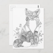 Carte Postale Couleur adulte Fox Art animal (Devant / Derrière)