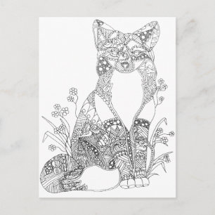 Carte Postale Couleur adulte Fox Art animal