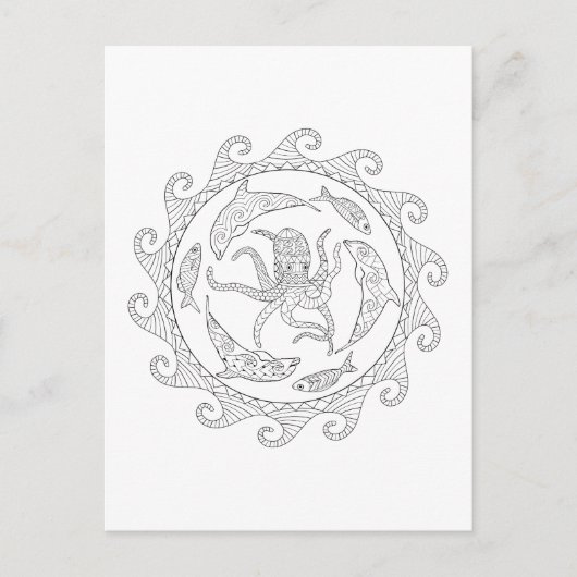 Carte postale couleur adulte Sea Life (Devant)