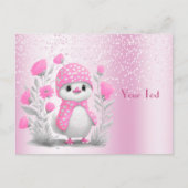 Carte postale couleur Aquarelle Canard rose Floral (Devant)