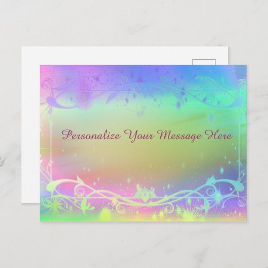 Carte Postale Couleur Arc-en-ciel Pastel Message personnalisé, C (Devant / Derrière)