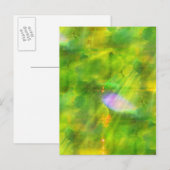 Carte Postale couleur bleu arrière - plan vert, jaune (Devant / Derrière)