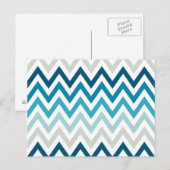Carte Postale Couleur bleu blanc Chevron motifs géométriques (Devant / Derrière)