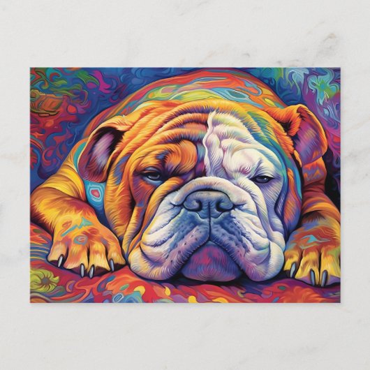 Carte Postale Couleur Bulldog dormir (Devant)