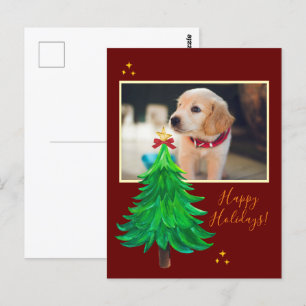 Carte Postale couleur d'aquarelle pour chien de Noël personnalis