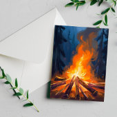 Carte Postale Couleur de feu de camp Peinture forestière