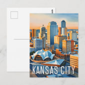 Carte Postale Couleur de l'eau de la ville de Kansas (Devant / Derrière)