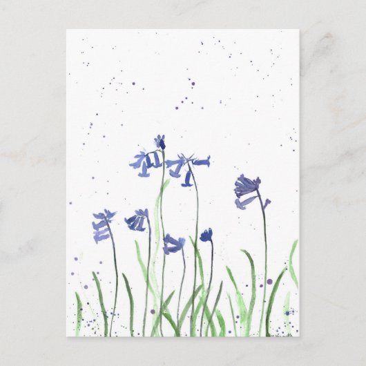 Carte Postale Couleur d'eau Bluebells Nature Fleur sauvage (Devant)