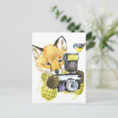 Carte Postale Couleur d'eau mignonne Fox prendre des photos (Debout devant)