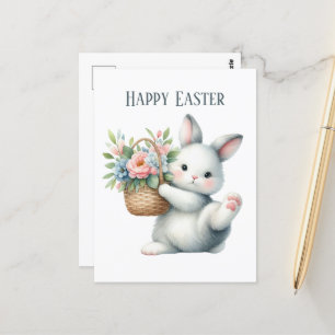 Carte Postale Couleur d'eau mignonne Message de lapin de Pâques